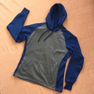 Nike Blue and Gray Therma-Fit Hooded Sweatshirt